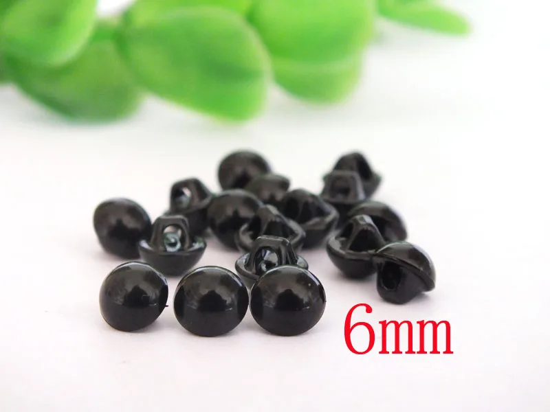 free shipping!!! 6mm Black plastic Dome half loop eyes 100 pairs sew on doll