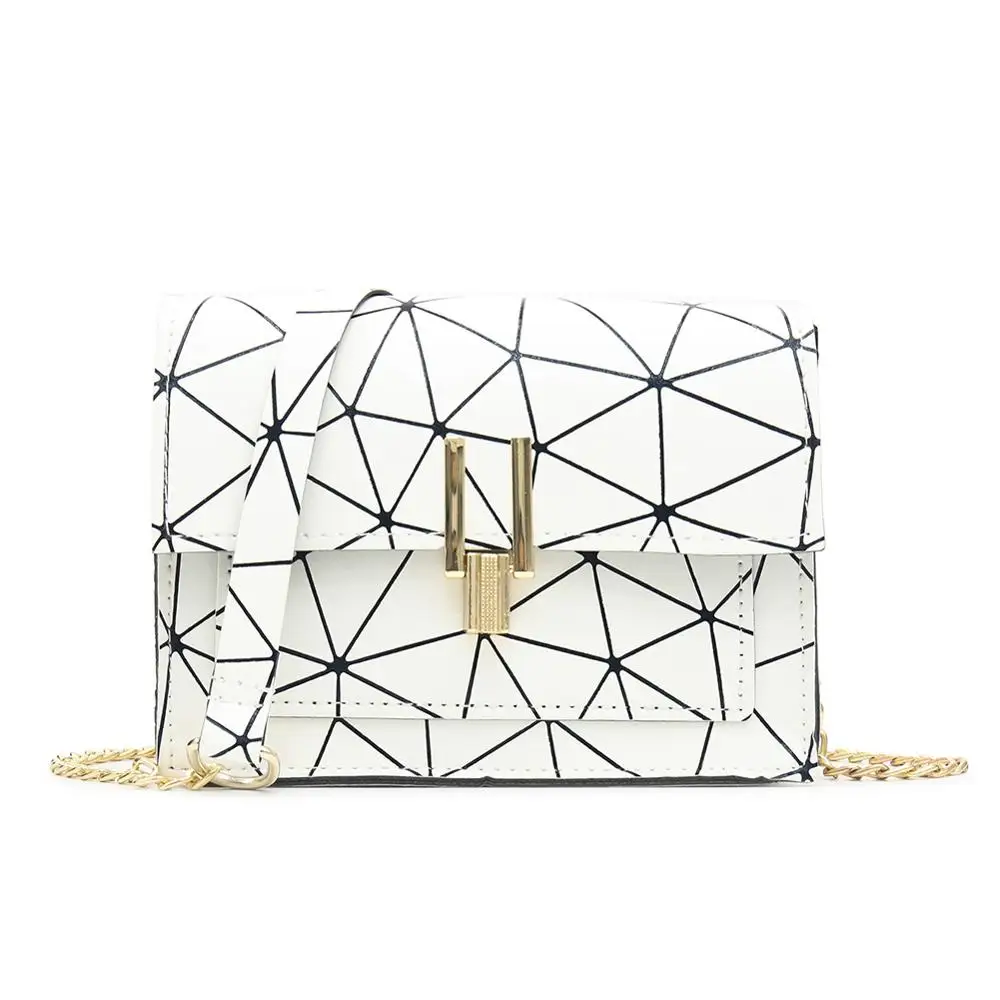 

2019 Women Shoulder Bags PU Leather Geometric Print Messenger Korean Satchel Mini Summer Solid Color Messenger Hand bags