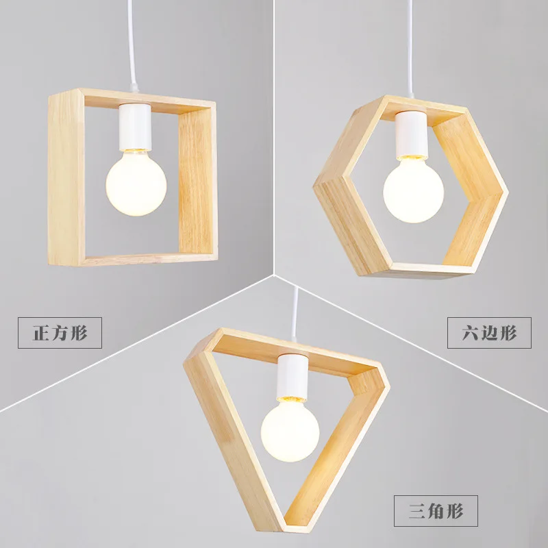

Wooden Lampshade Square/Triangle/Hexagon Hanging Light