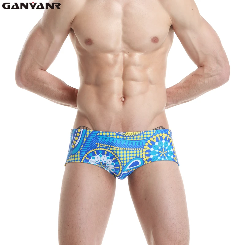 

GANYANR Brand Mens Sexy Swimwear Swimsuits Swimming Brief Shorts Trunks Beach Surf Boardshorts Gay Penis Pouch Men Swim Brief