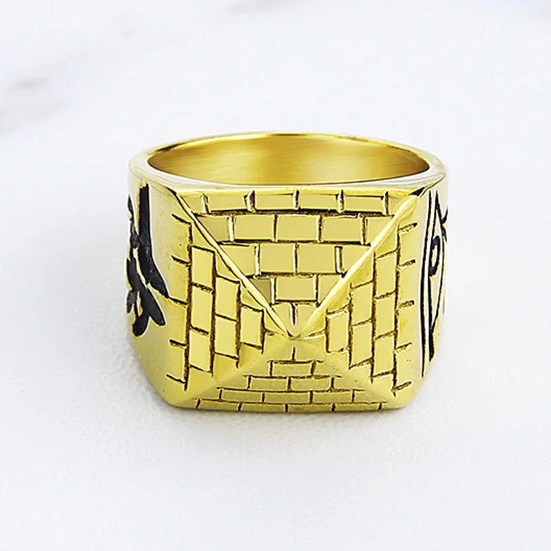 Valily, мужское кольцо с пирамидой, Anubis Eyes Horus, треугольное кольцо с узором, геометрические кольца из нержавеющей стали, ювелирные изделия для мужчин