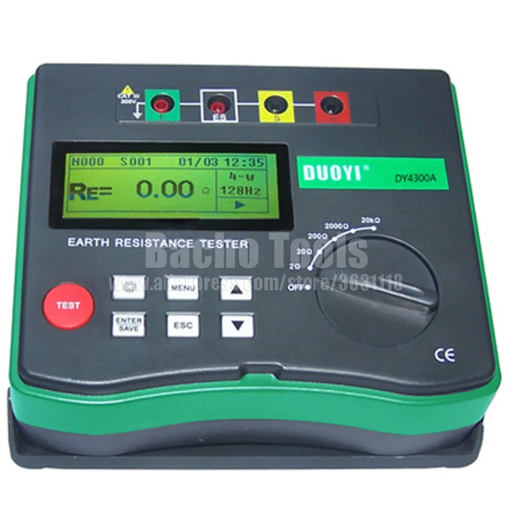 DY4300A Digital Soil Resistivity Tester 4 Terminal Earth Resistance Tester 0.001 Ohm 200K Ohm