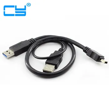 

USB 3.0 Male to Mini USB 3.0 Y Cable With Extra USB 2.0 Power Mini usb Cables For Mobile hard disk 40CM