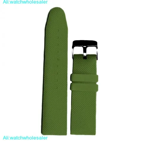 22mm Army Green Color Silicone Jelly Rubber Unisex Watch Band Straps WB1062S22JB