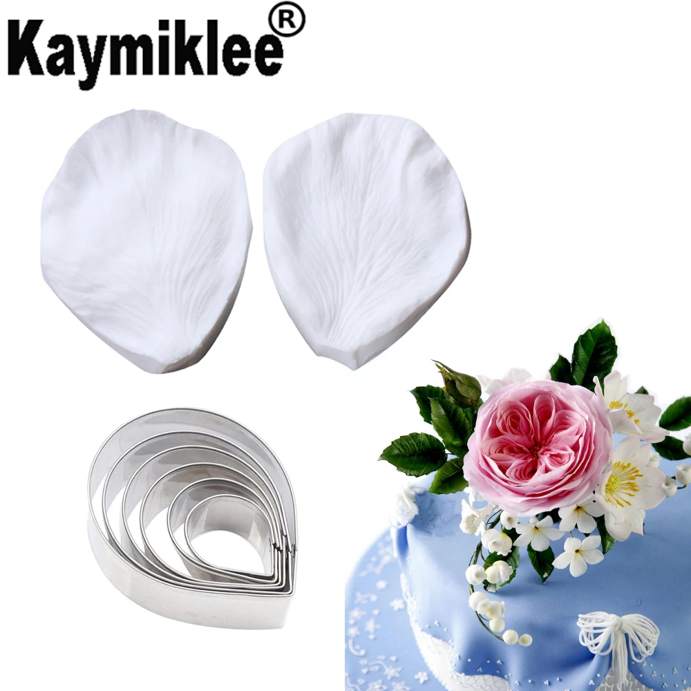 

Austin Rose Flower Petal Veiner &Cutter Silicone Mould Gumpaste Cake Decorating Tools ,Sugarcraft Fondant Mold CS348