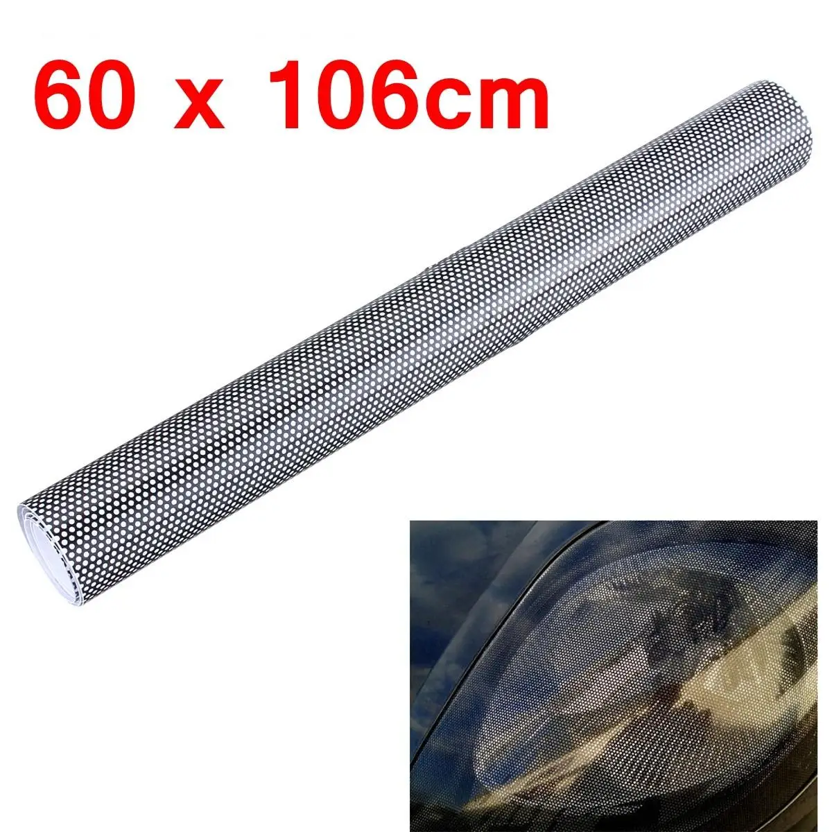 

60x106cm Tinting Perforated Mesh Film Fly-Eye MOT Legal Tint Headlight Rear Lamp Light