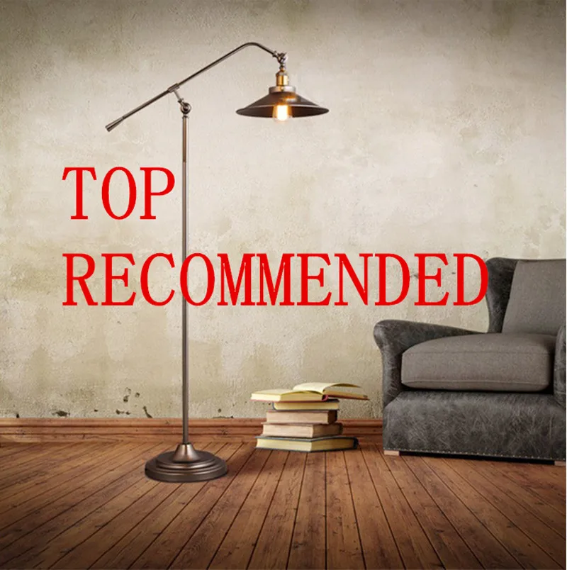 

American Countryside Vintage Loft Style Personality Long Arm Floor Lamp Study Room Foyer Bedroon Floor Light