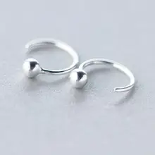 Мода Настоящее. 925-стерлингового серебра-polised шарик круглый уха серьги леди's jewelry GTLE937