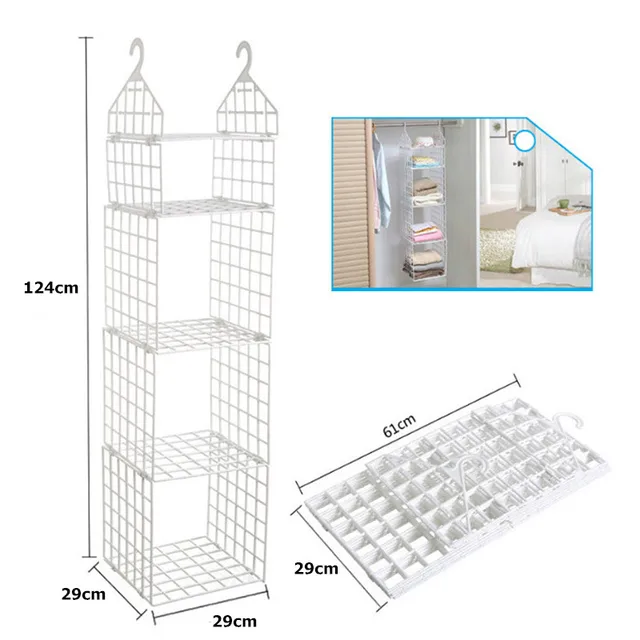 Folding Wardrobe Clothes Underwear Storage Rack Hooks Home Closet