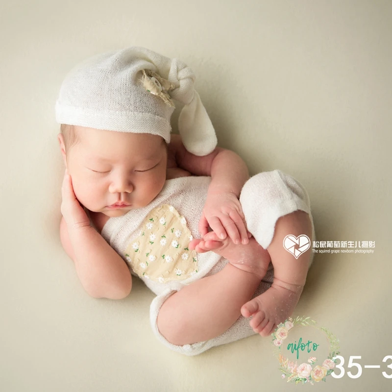 Новорожденный Подставки для фотографий Вязаный комбинезон связанный крючком +
