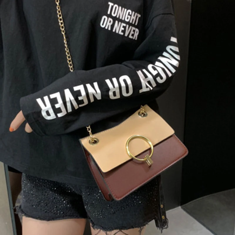 

shoulder bags woman of skin 2019 High grade fashion luxury handbags women bags designer Ring lock Chain Shoulder Messenger bags