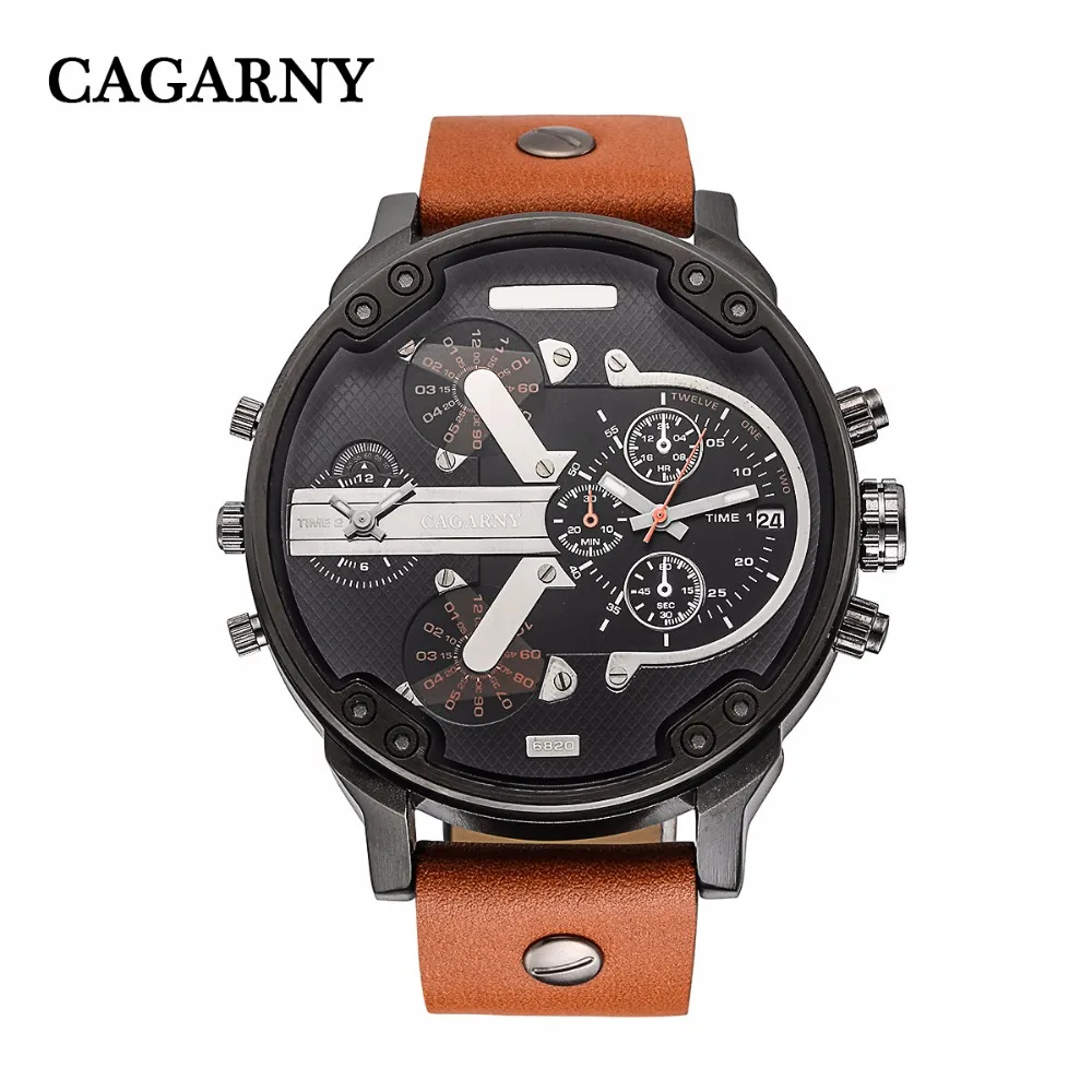 Reloj Hombre Роскошные Брендовые мужские часы CAGARNY с кожаным ремешком кварцевые часы военные спортивные мужские часы Relogio Masculino - Цвет: Orange black