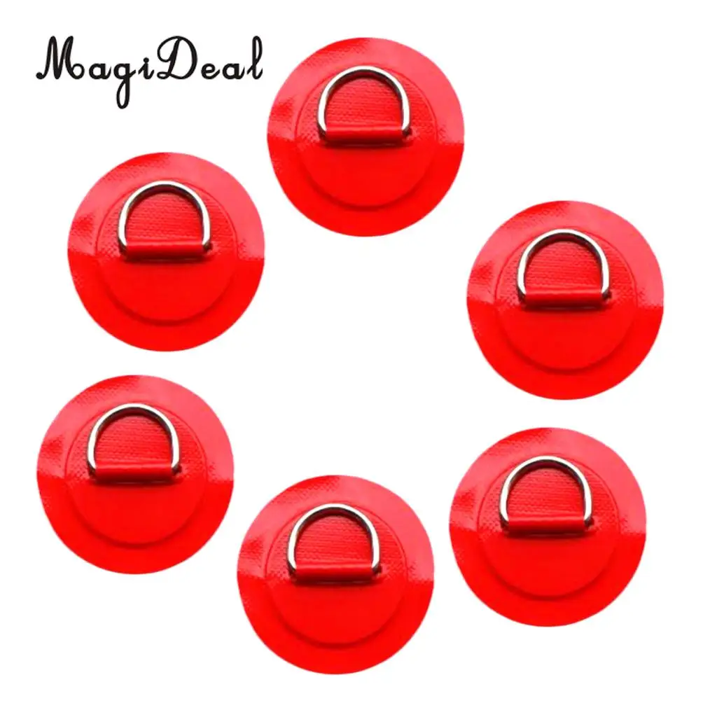 12Pcs 8cm 316 Stainless Steel D Ring Pad/Patch for PVC Inflatable Boat Raft Dinghy Canoe Kayak Surfboard Accessories Red+Blue