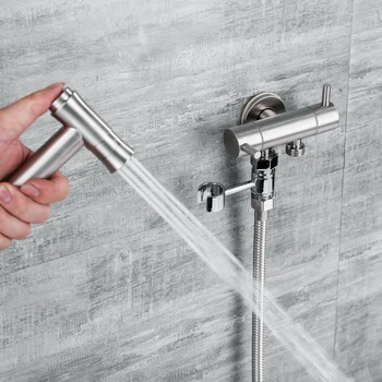 

IVRICH Button Type 2 Mode Bidet Sprayer Gun Full Stainless Steel Hand Held Bidet Shattaf Bathroom Toilet Accessories F80-1