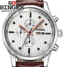 Switzerland мужские часы люксовый бренд наручные часы фирмы Binger, кварцевые мужские часы кожаный ремешок сталь водонепроницаемый 100 М часы BG-0402-3