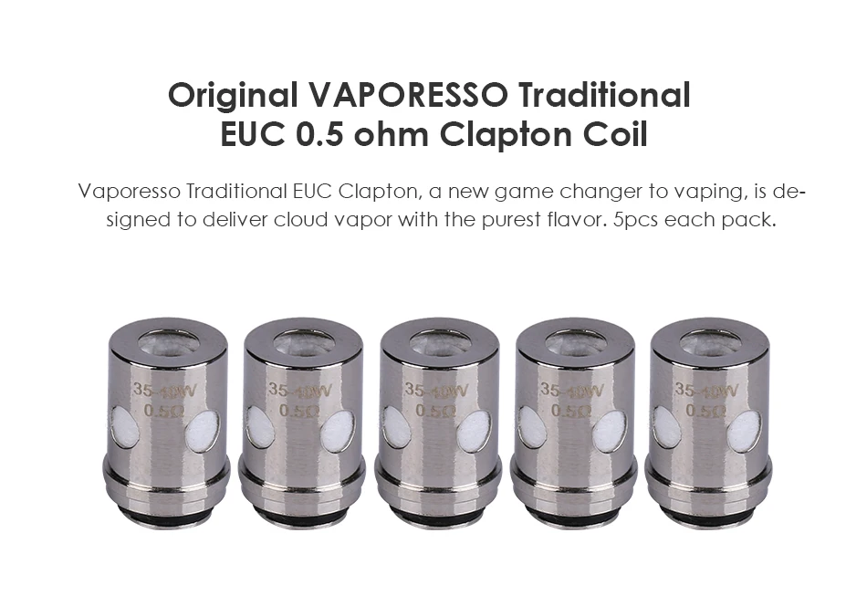 5 шт./10 шт. Vaporesso традиционная катушка euc Clapton 0.5ohm 0.4ohm для Estoc/Target Pro/ORC/Gemini комплект огромный электронный vape