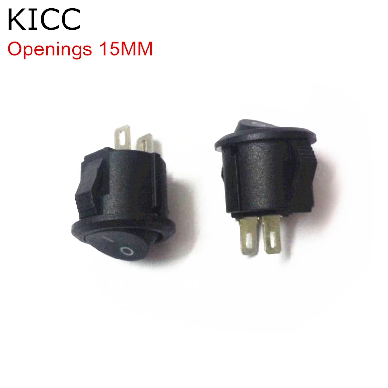 

500* Small Round Black 2-Pin 2-Files 3A/250V 6A/125V Rocker Switch Seesaw Power Switch