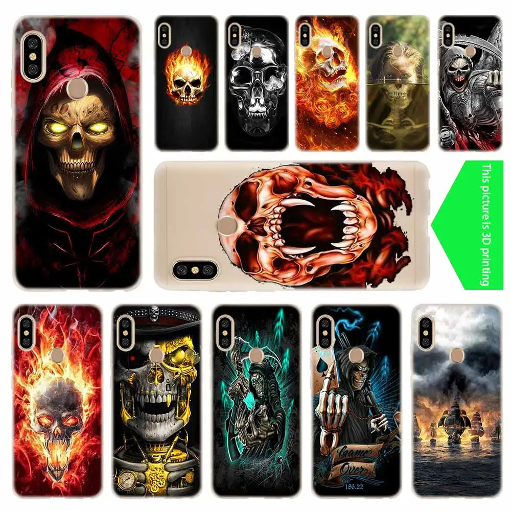 Прозрачный силиконовый чехол Grim Reaper с черепом и скелетом для Xiaomi Redmi 9A 8A 7A 6A 9AT Note 9 8