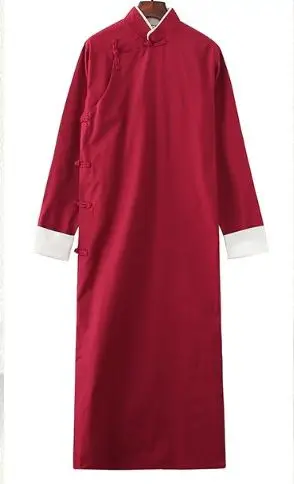 Высокое качество Дети и взрослые IP человек хлопок кунг-фу форма для Тай Чи даосский халат crosstagown Wing Chun костюмы одежда серый/красный/синий - Цвет: dark red