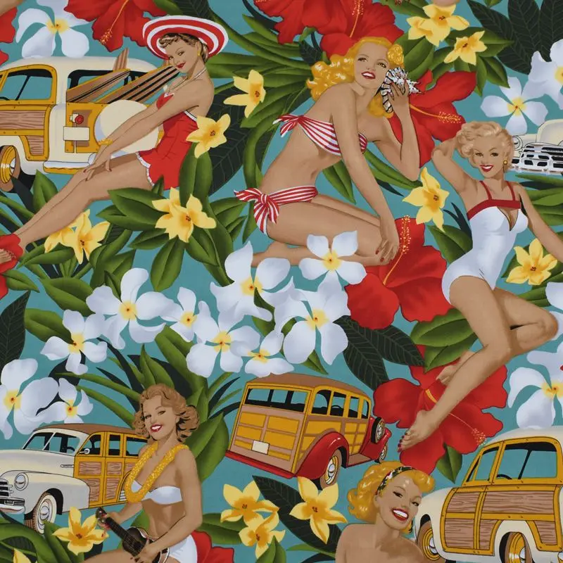 

Cool summer printing cotton elastic cotton comfortable DIY fabric dress fabric free shipping