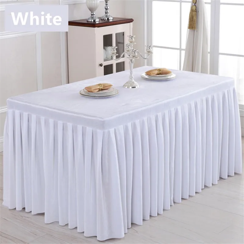 

1PC Customized Solid Flannel Rectangle Hotel Banquet Table Skirt For Cocktail arty Meeting Conference Reception Table Cover