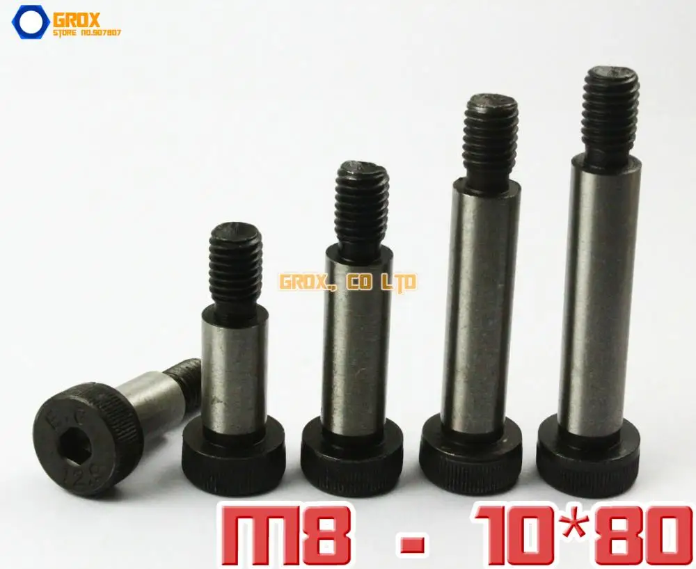 

5 Pieces M8 Threaded 10 x 80mm 12.9 Grade Alloy Steel Hexagon Socket Head Shoulder Screw Bolt