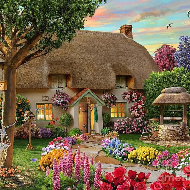 Diamond painting Dream Cottage Diy Diamond Drawing crafts Needlework