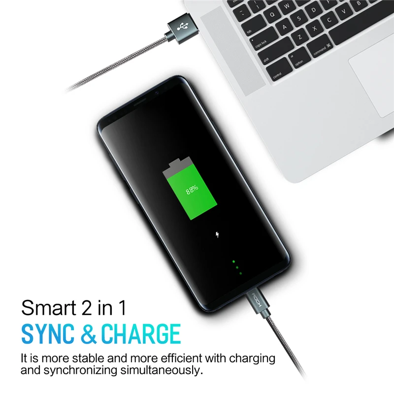 Рок Тип usb C кабель для samsung Примечание 8 S9 S8 Xiaomi Mi A1 Быстрая зарядка нейлон Плетеный