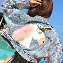 Короткая джинсовая куртка Женская Осенняя новая Корейская версия свободные куртки вышивки Гонконг вкус джинсовая одежда