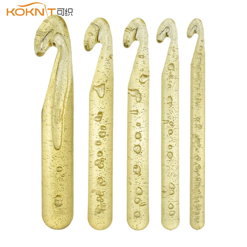

KOKNIT 5 PCS Large Size Crochet Hook Set 12mm-25mm High-end Extra-Thick Transparent Craft Knitting Needles Weave Diy Craft Loom