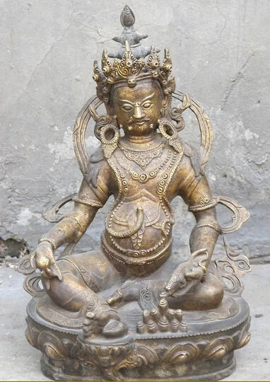 

xd 002353 12"Tibetan Buddhism Bronze gilded yellow fortune god Jambhala Buddha Statue