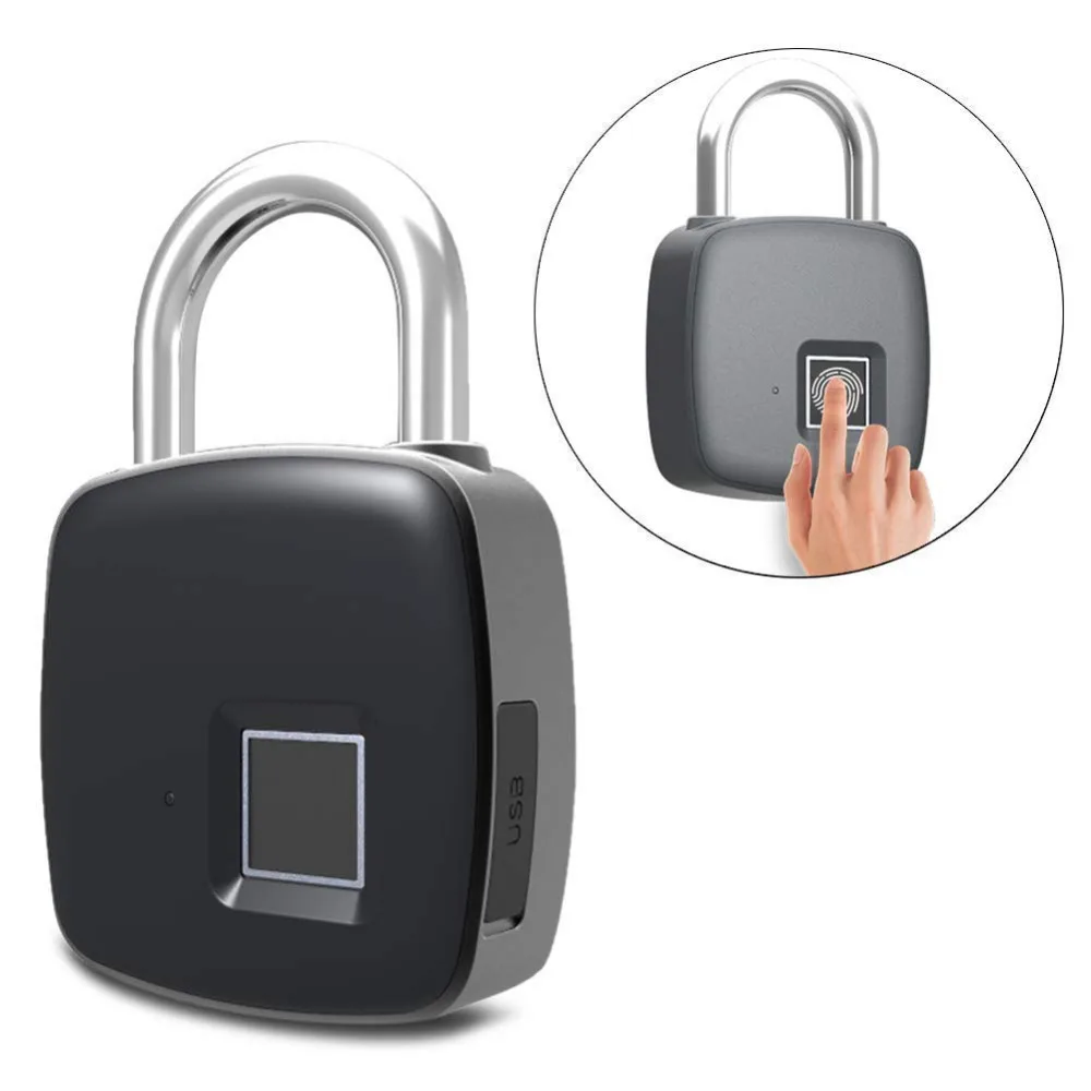 

Smart Fingerprint Lock IP65 Waterproof Anti-Theft Security Padlock Door Luggage Case Lock for USB Rechargeable