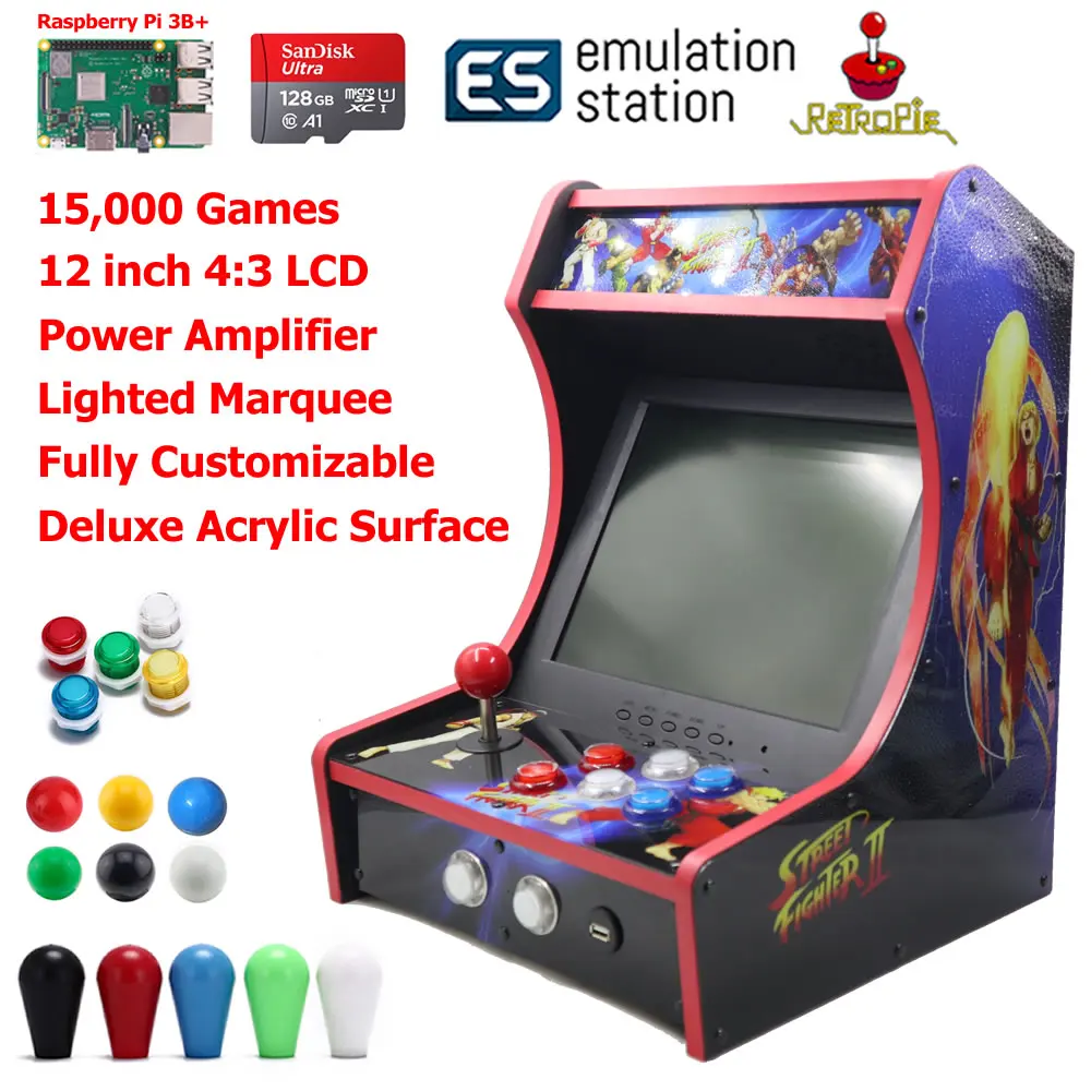 

RAC-B300 Mini Bartop Arcade Joystick Game Machine Cabinet Raspberry Pi B+ Retro Game Console 128GB