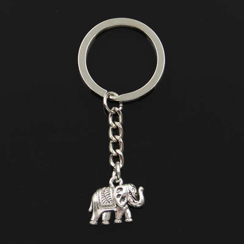 

Fashion 30mm Key Ring Metal Key Chain Keychain Jewelry Antique Silver Plated Thailand elephant 16x20mm Pendant