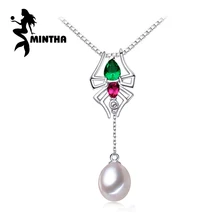 Серьги MINTHA с подвеской из жемчуга и Рубином, ювелирные изделия с жемчугом для женщин, серебро 925 пробы, подвеска в стиле панк, Очаровательная Длинная подвеска в богемном стиле с пауком