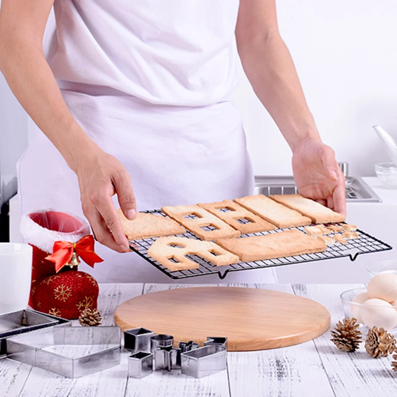 

10Pcs/Set Stainless Steel Dessert Cookie Mold 3D Christmas House Mould DIY Cookie Cutter Baking Tools Gadgets