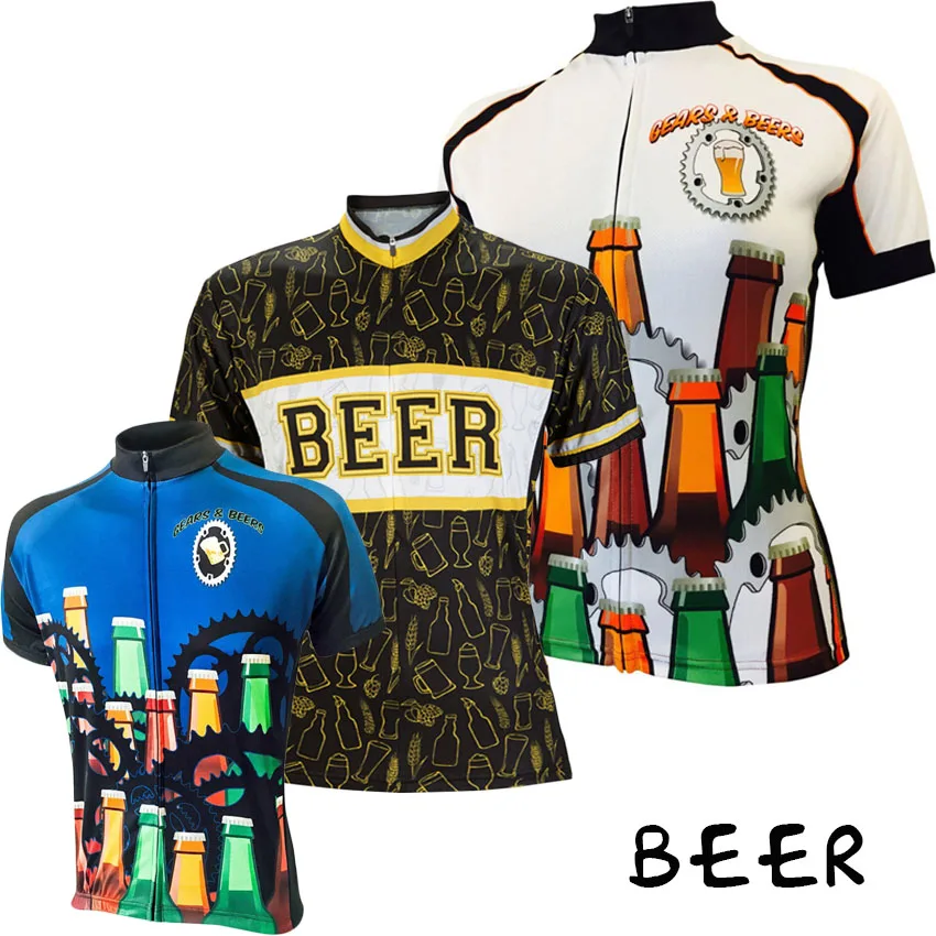 HOT!New Women Beer Style Cycling Jerseys Shirt Summer Short Sleeve 100Polyester Breathable