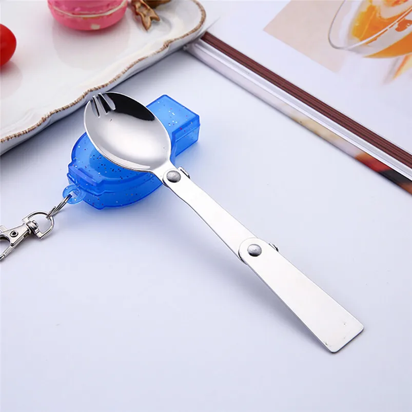 Outdoor Folding Fork Travel Camping Utensil Stainless Pocket Spoon Fork Kitchen Accessories Dinner Dessert Fruit Fork 20JY1707