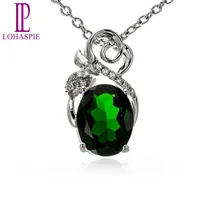 LP алмазные ювелирные изделия с натуральными камнями хром диопсид Твердые 18K кулон из белого золота мелкозернистый камень ювелирные изделия для женщин подарок