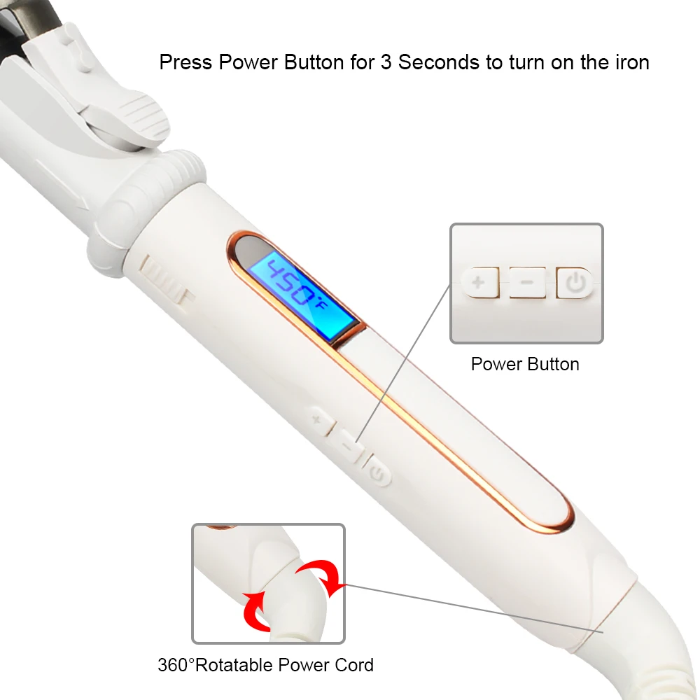 USA Hot Selling Professional Ceramic Magic Wave Rotating Wand Curler Hair Curling Iron