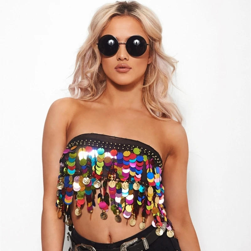 warni Payet Rumbai Chiffon Crop Top 