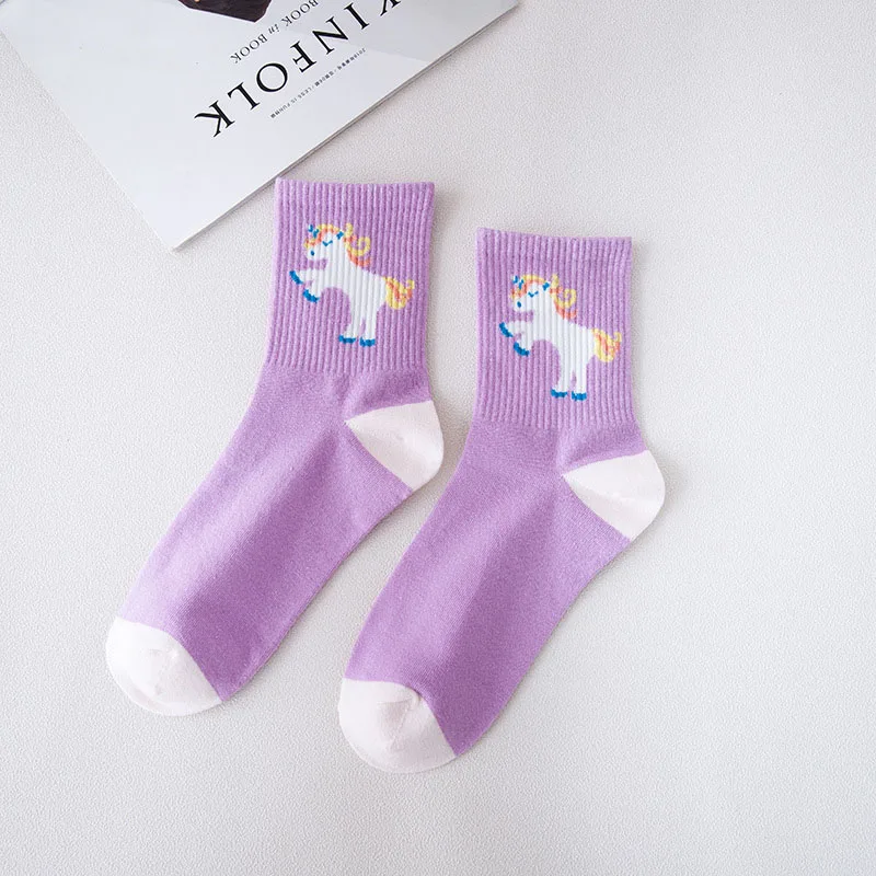 Новые женские хлопчатобумажные носки креативные Мультяшные короткие носки индивидуальный носок с единорогом harajuku забавные stopki skarpetki damskie милые носки - Цвет: unicorn Socks 5