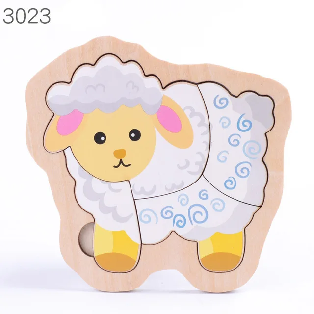 Wooden Baby Toy 3D Puzzles Jigsaw Board Colorful Animals Vehicles Fruts Cartoon Shapes Puzzle Toy for Children Baby Boys Girls 32