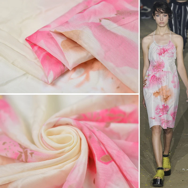 

Chinese wind ink freewheeling dyed silk cotton fabrics silk fabrics