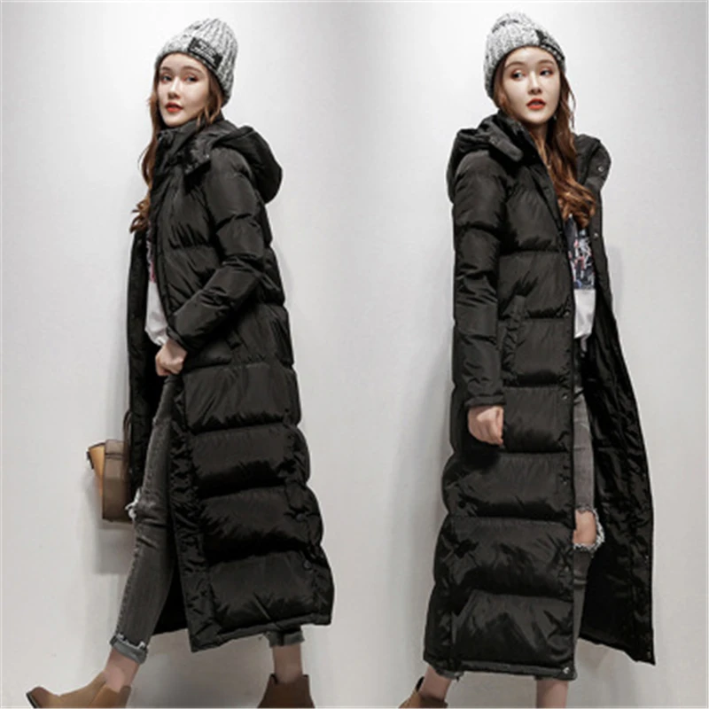 

New Big Size Winter Women Down Coat Winter super long down jacket female Slim thick long paragraph over the knee Down Coat D829