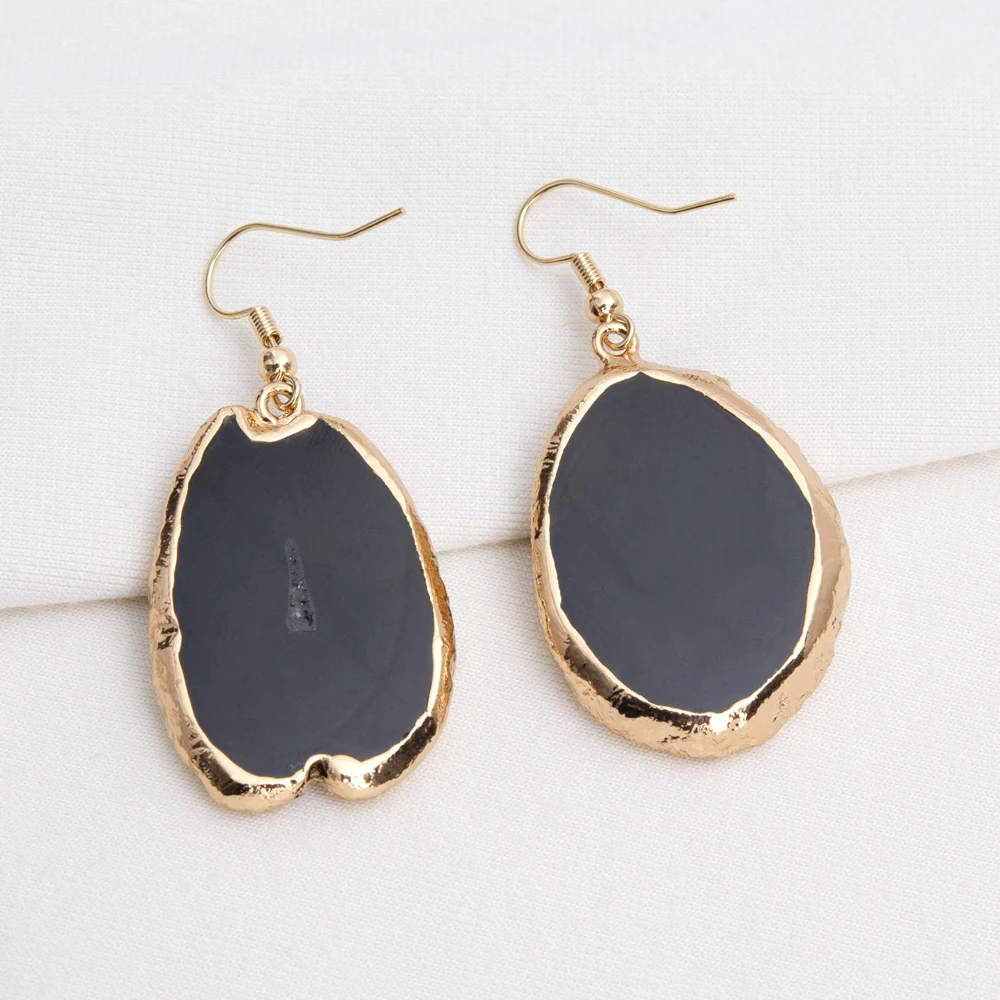 1 pair Natural Agates Slice Geode Stone Dangle Earrings for Women Girl Fashion Jewelry Party earrings