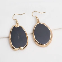 1 pair Natural Agates Slice Geode Stone Dangle Earrings for Women Girl Fashion Jewelry Party earrings 925 sterling silver hooks 100% natural rainbow obsidian stone pendant vintage dangle fashion earrings for women 1 pair ls908