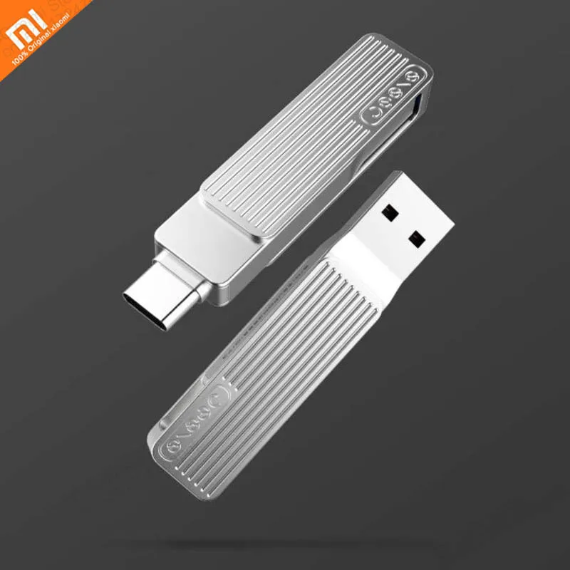 

Original Xiaomi Mijia Type-C USB Dual Interface Mobile Phone U Disk 120MB / SM1 360 Rotating Aluminum Alloy Material Smart APP