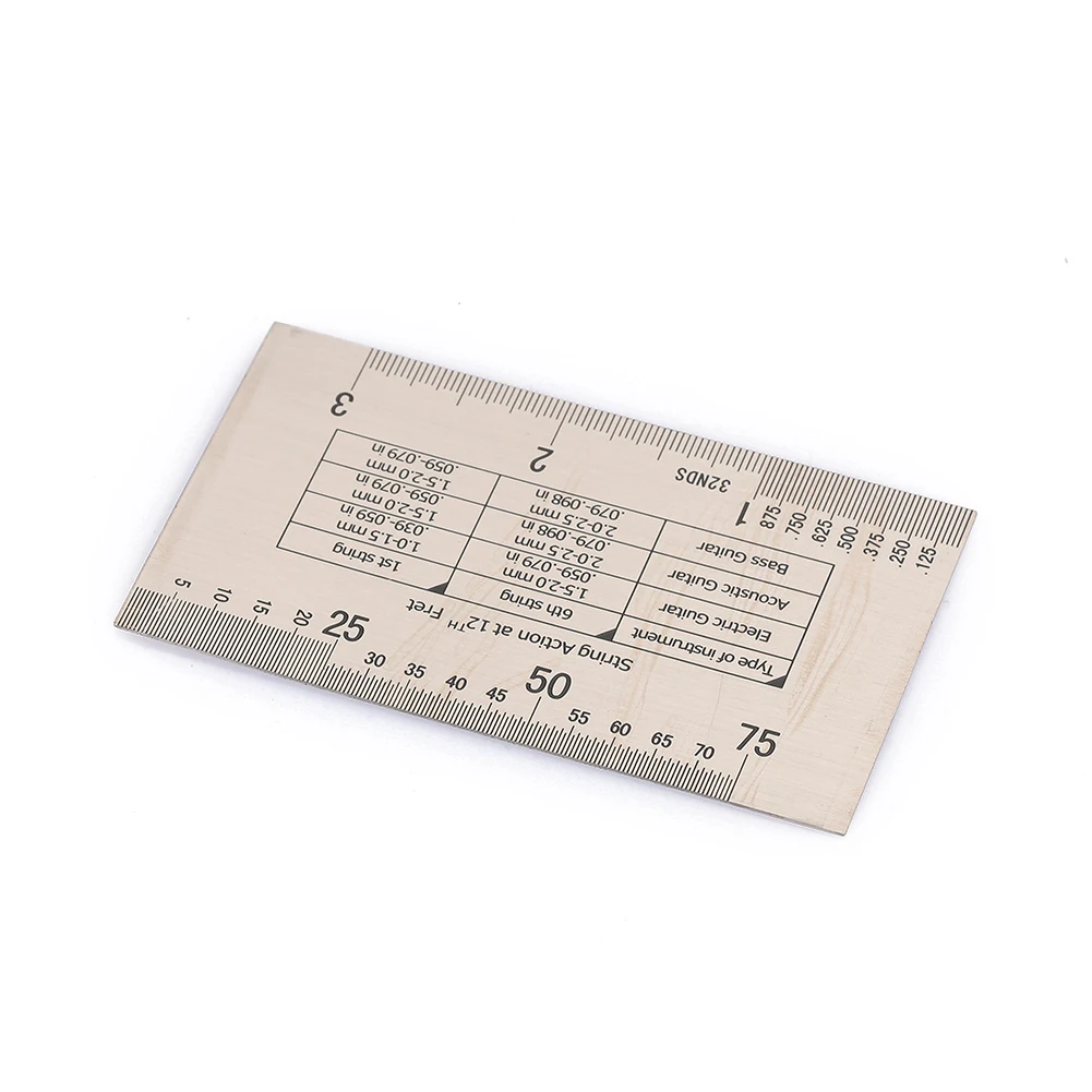 Silver Steel Ruler Measuring Tool Measure Practical Dividing Rule Guide Chord String Electric Guitar Sturdy Musical Instruments
