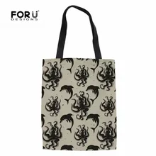 FORUDESIGNS/Складная Сумка-тоут для женщин, большая сумка, тяжелая женская сумка с принтом осьминога, пляжные сумки с короткими ручками для женщин, сумка для переработки